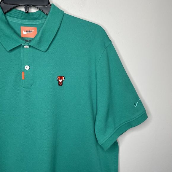 NIKE Tiger Woods Polo Shirt Mens Large Green Dri-Fit Frank Logo Masters Golf - Picture 2 of 10